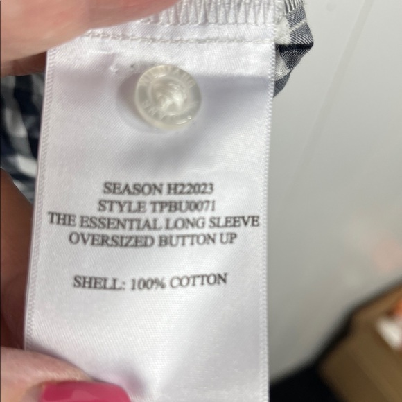 Wild Fang Womens Button Up Shirt M Gray White Stripe Pocket Checkered Interior - Picture 9 of 15